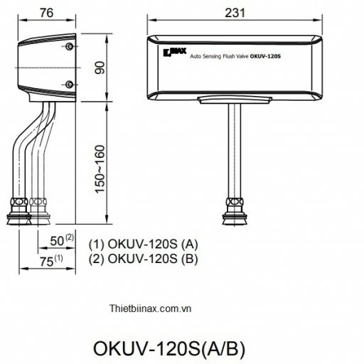 Van xả tiểu nam cảm ứng Inax OKUV-120S (A/B)