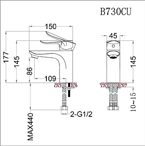 Vòi lavabo nóng lạnh Caesar B730CU 1 lỗ