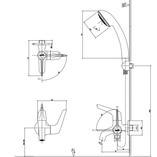 Vòi sen tắm nước lạnh Inax BFV-17-4C tay sen mạ