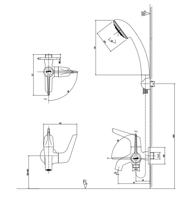 Vòi sen tắm nước lạnh Inax BFV-17-4C