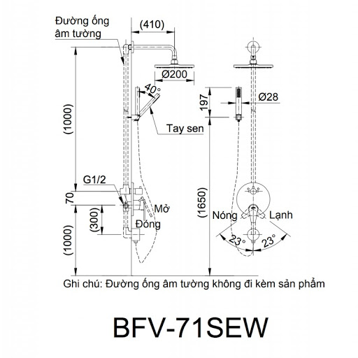 Bản Vẽ Kỹ Thuật Vòi Sen Tắm Âm Tường Inax BFV-71SEW