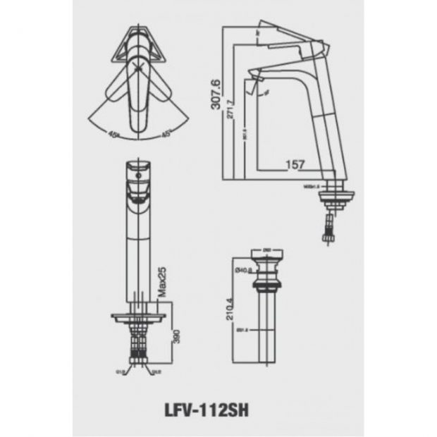 Vòi lavabo nóng lạnh cao cổ Inax LFV-112SH 1 lỗ