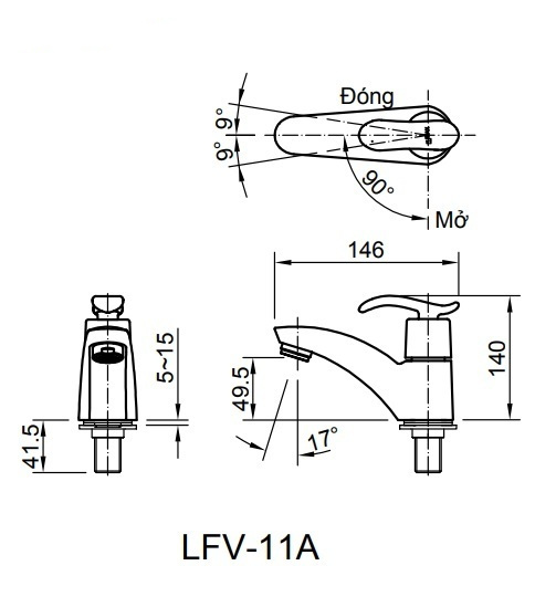 Bản Vẽ Kỹ Thuật Vòi Lavabo Lạnh Inax LFV-11A