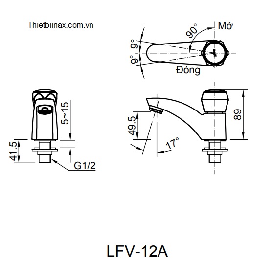 Bản Vẽ Kỹ Thuật Vòi Lavabo Lạnh Inax LFV-12A