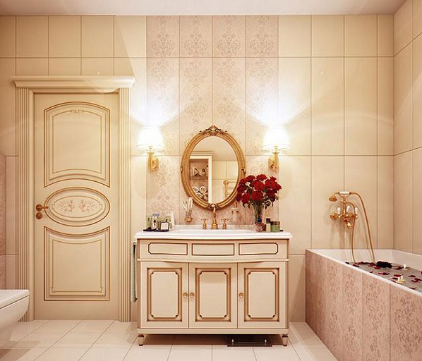 mẫu tủ chậu lavabo tân cổ điển đẹp ấn tượng tông màu luxury quý phái