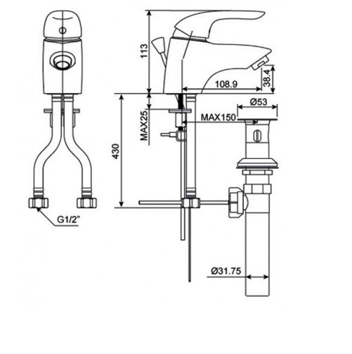 Vòi lavabo nóng lạnh American Standard Saga WF-1501 1 lỗ
