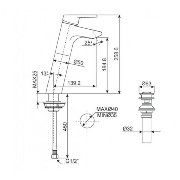 Vòi lavabo nóng lạnh cao cổ American Standard Active WF-3902 1 lỗ
