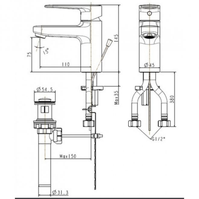 Vòi lavabo nóng lạnh American Standard Codie WF-B201 1 lỗ