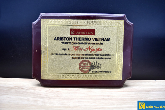Khôi Nguyên được chứng nhận là đại lý cung cấp sản phẩm Ariston chính hãng