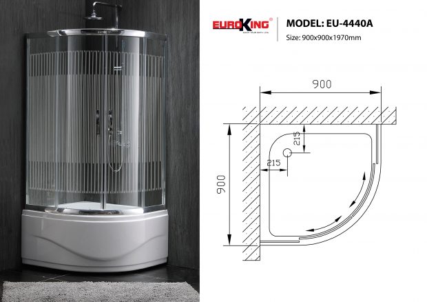Phòng tắm kính cửa lùa Euroking EU-4440A